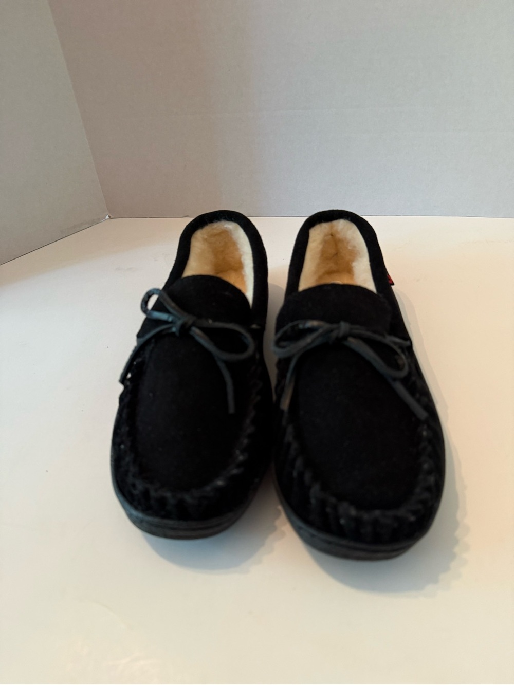 Alpine Swiss Sabine Black Leather Moccasins with Shearling Lining Women’s 8